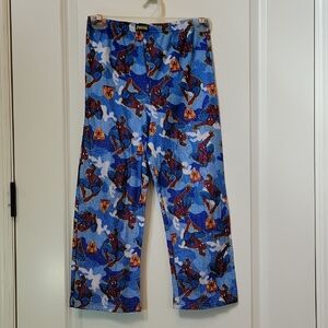 Pajama Bottom Pants Size LARGE Marvel Spider-Man Kids Blue Red Flame Resistant